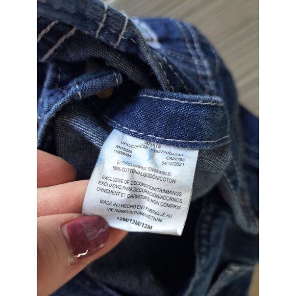 Liberty Denim Overalls Toddlers 12M Adjustable Straps Snap Closure Cotton Blue - Picture 5 of 5